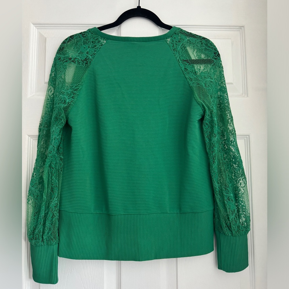 Ecowish Green Top with Lace Sleeves, Size Small - NWT - Picture 3 of 10